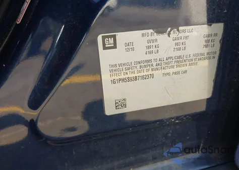 2011 Chevrolet Cruze Ltz из США, поврежденный, VIN 1G1PH5S93B7162370